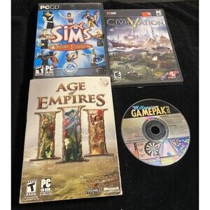 PC Games Lot of 4 Age Of Empires 3 The Sims Civilization Millennium GamePak Gold